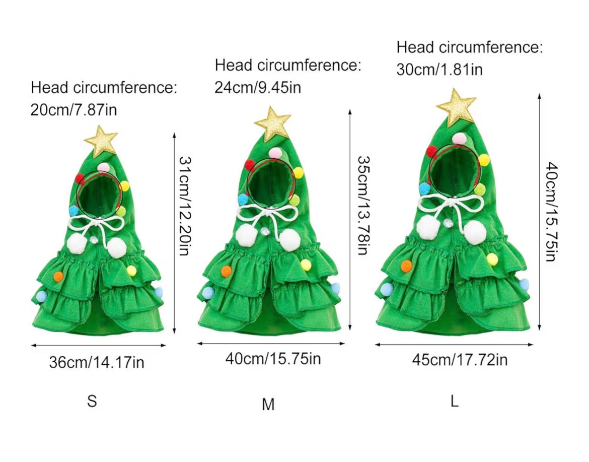 Twinkle Tree Pup Costume Holiday Christmas Tree Hooded Dress