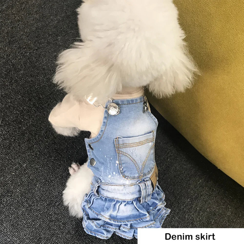 Adorable Ruffled Denim Overall Dress