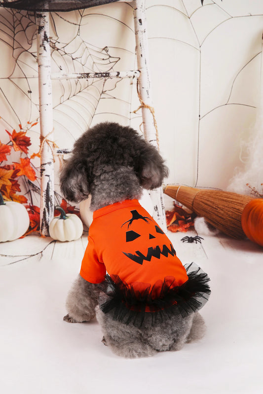 Pumpkin Printed Orange Tutu Dress