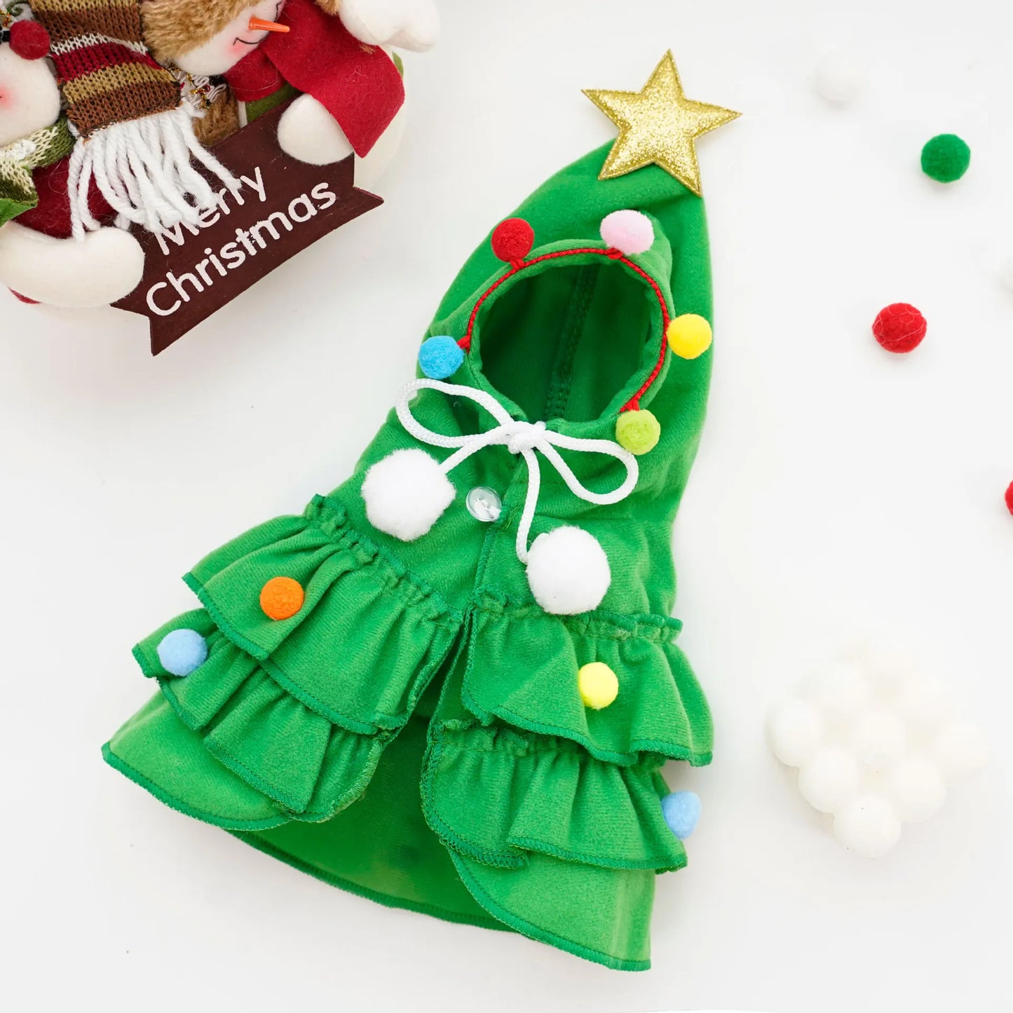 Twinkle Tree Pup Costume Holiday Christmas Tree Hooded Dress