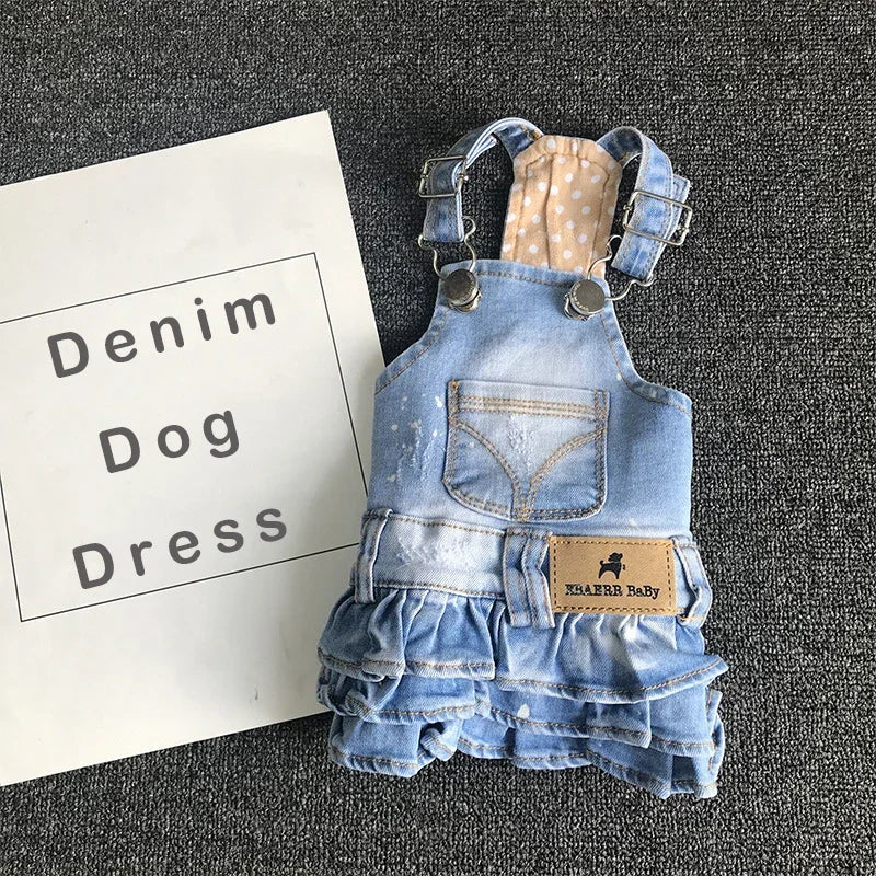 Adorable Ruffled Denim Overall Dress