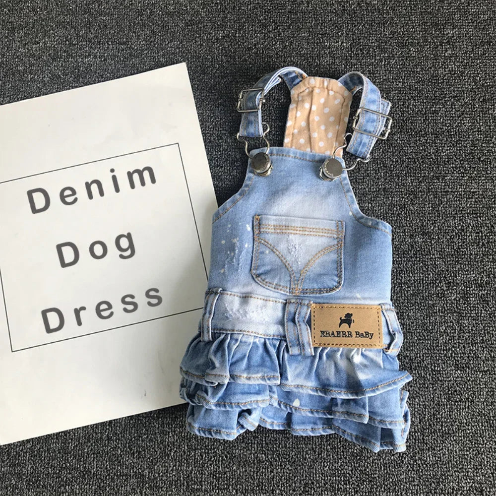 Adorable Ruffled Denim Overall Dress