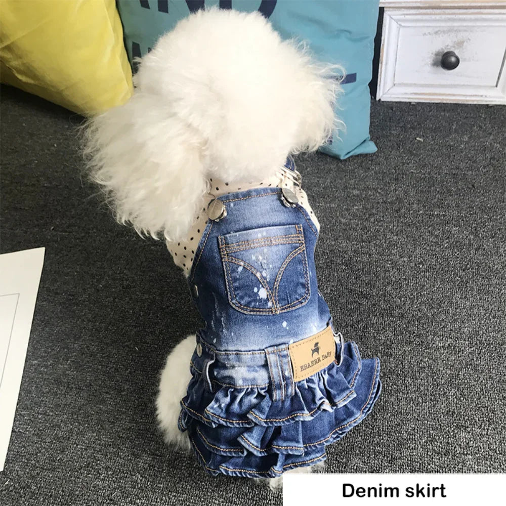 Adorable Ruffled Denim Overall Dress