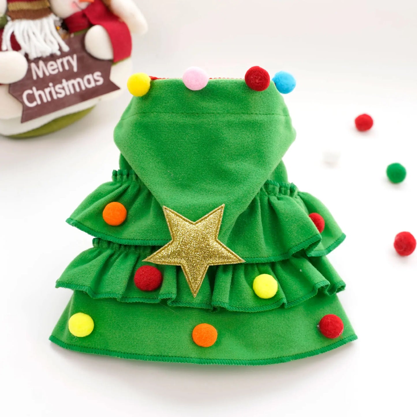 Twinkle Tree Pup Costume Holiday Christmas Tree Hooded Dress
