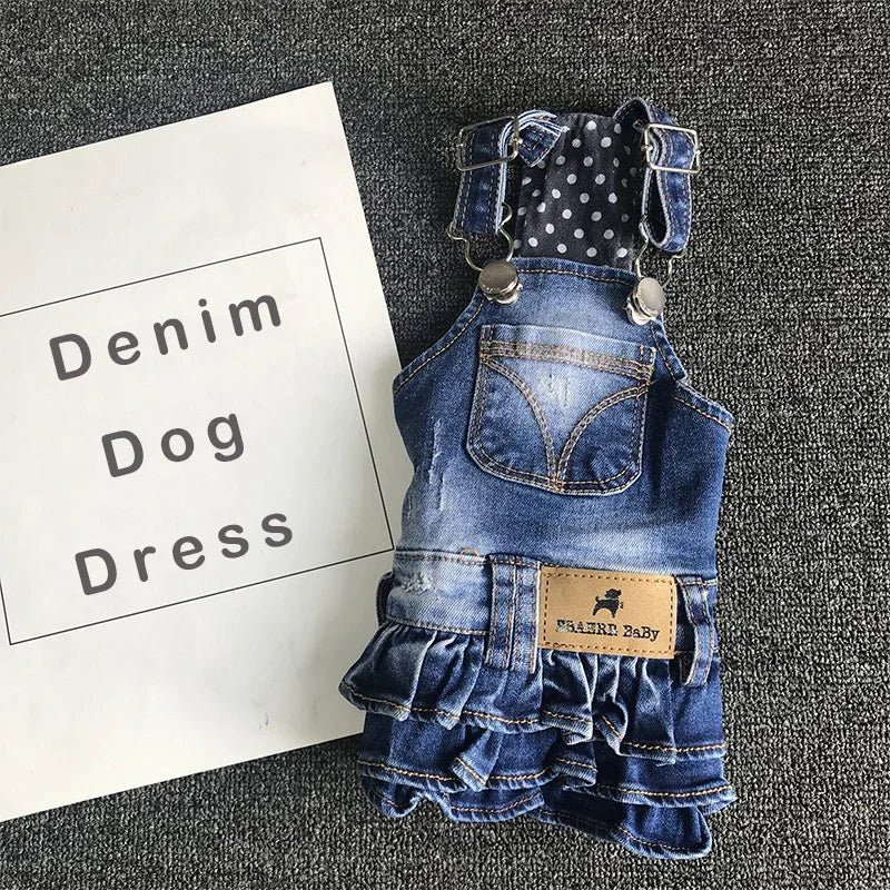 Adorable Ruffled Denim Overall Dress