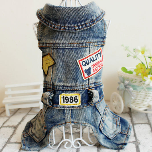 1986 Retro Denim  Jumpsuit With Cute Patch