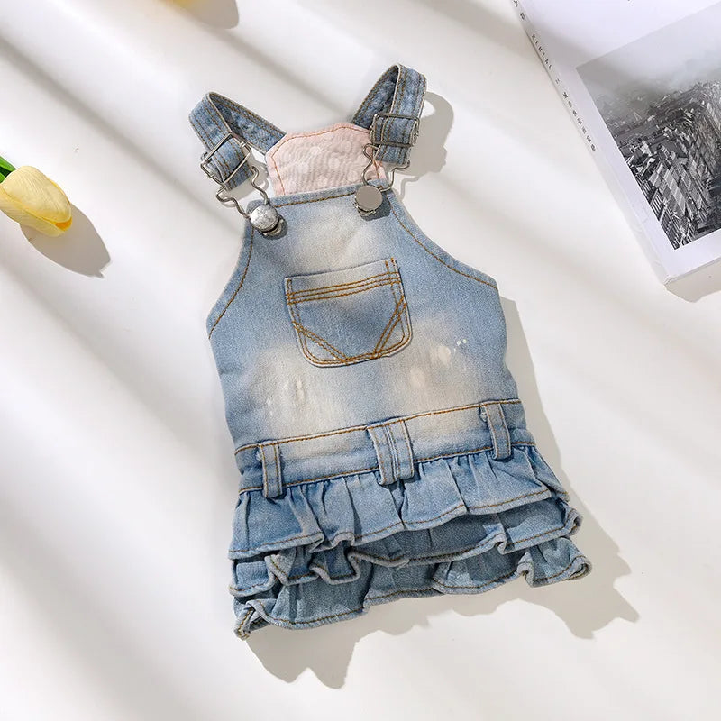 Denim Strap puffy Skirt & Denim Strap Overall