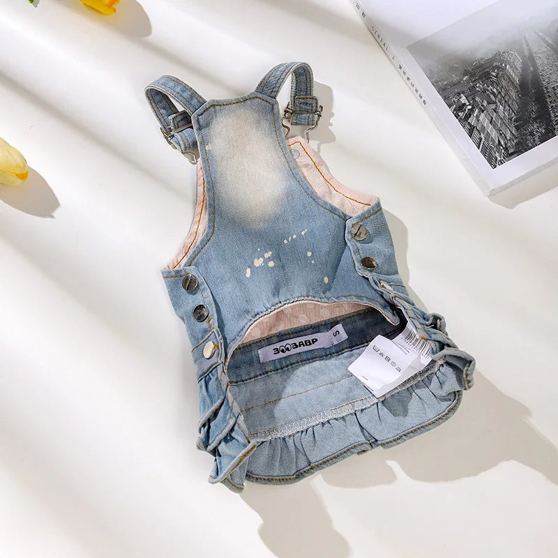 Denim Strap puffy Skirt & Denim Strap Overall