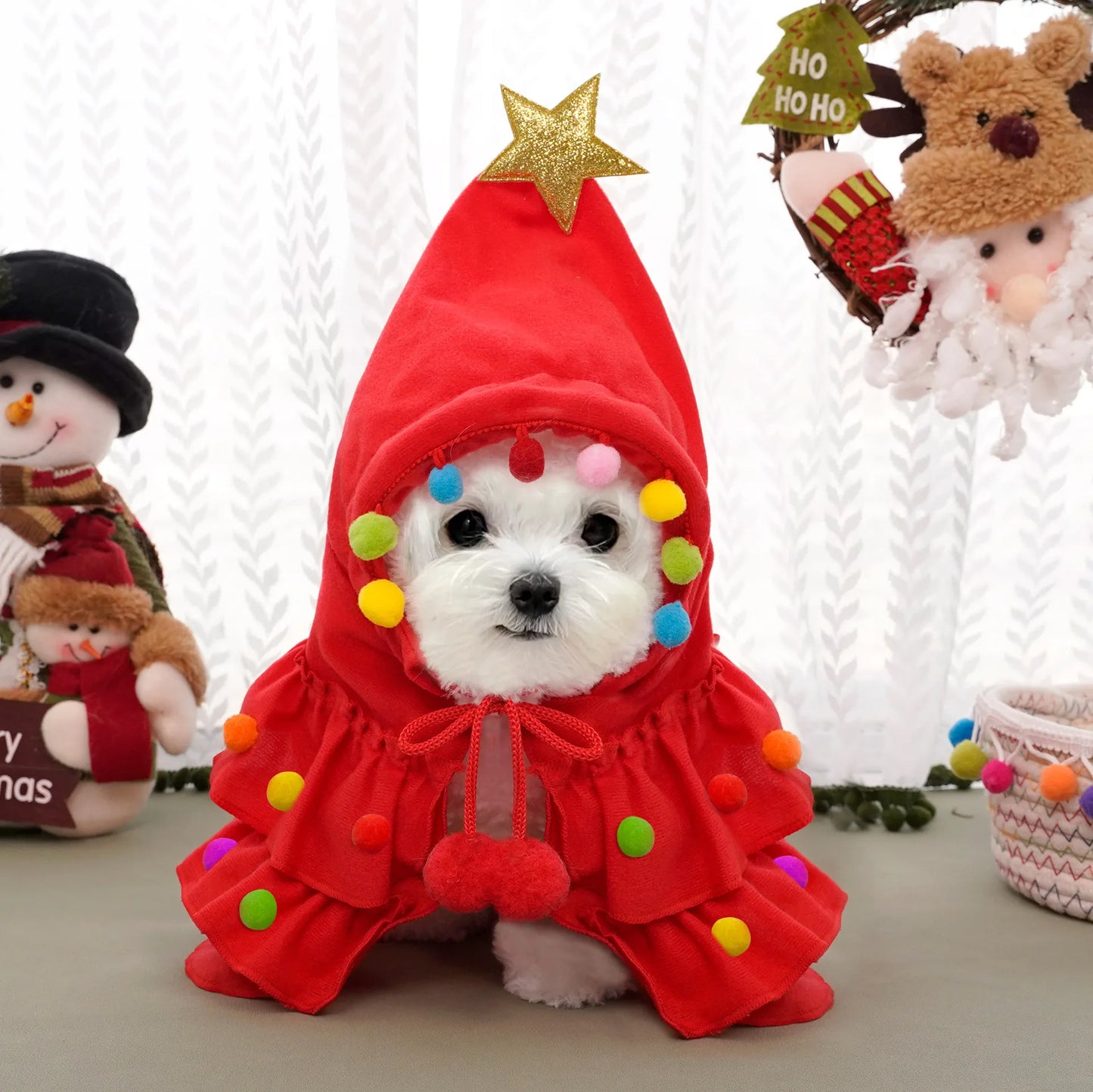 Twinkle Tree Pup Costume Holiday Christmas Tree Hooded Dress